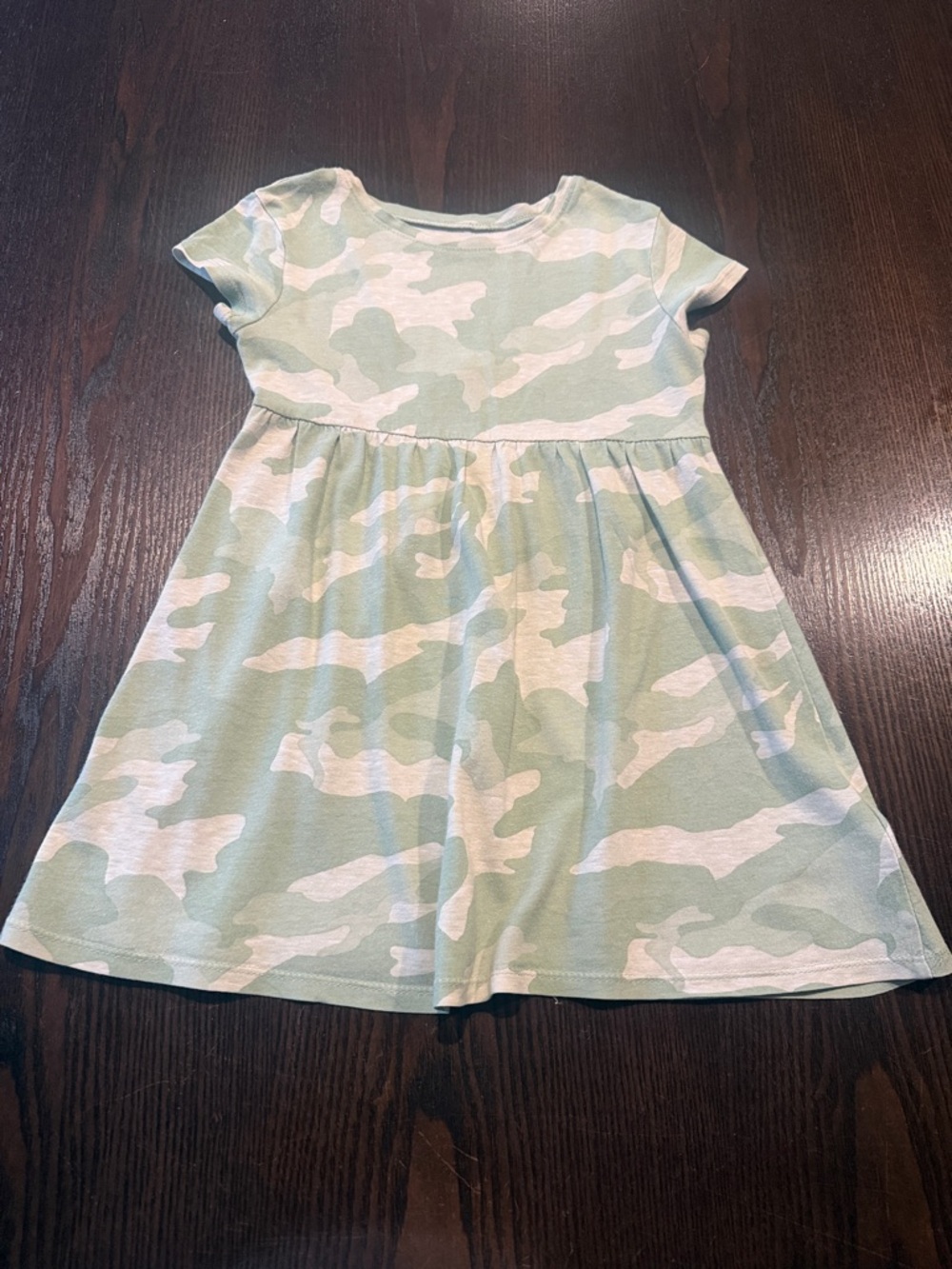 Old Navy Mint & White Camo Short Sleeve Twirl Dress